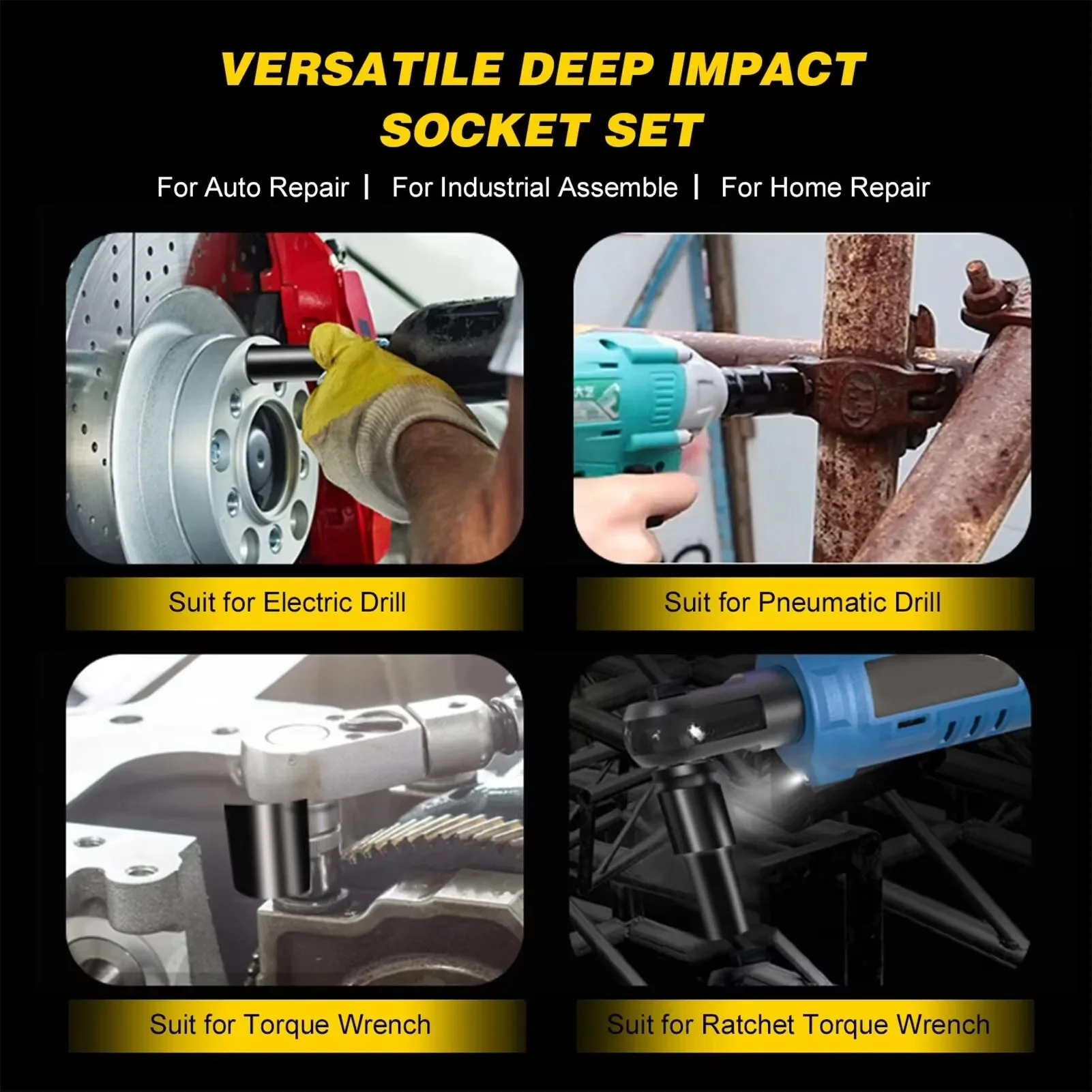 10PCS Metric Impact Socket Wre - огляд і ціна Pneumatic Impact Wrench